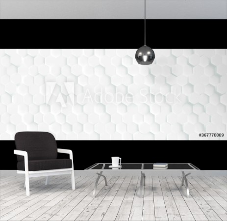Bild på 3D Futuristic honeycomb mosaic white background Realistic geometric mesh cells texture Abstract white vector wallpaper with hexagon grid